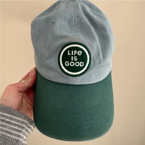 Life Is Good Blue and Green Hat